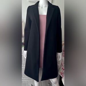 Zara Wool Blend Flare Cut Coat Open Front in Black color Size Small
